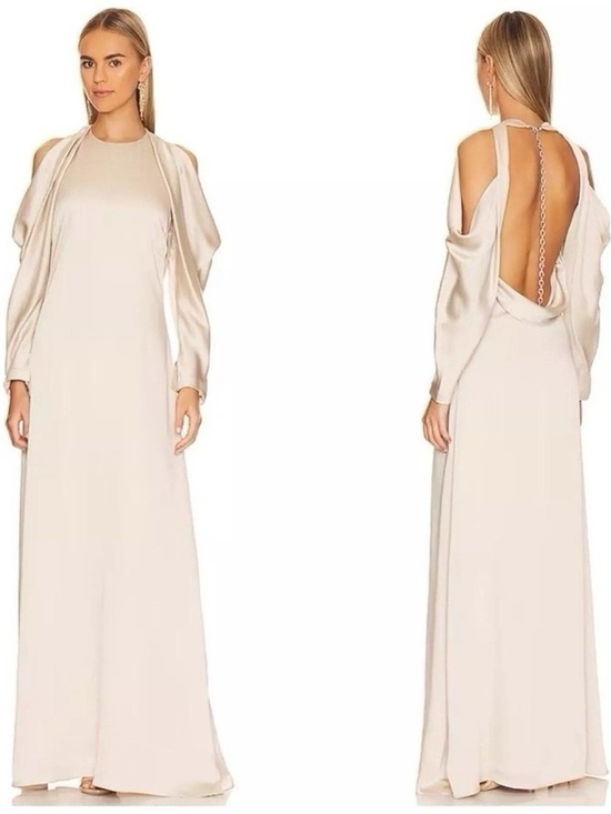Jonathan Simkhai Dresses & Skirts - Jonathan Simkhai Caitlyn Champagne Satin Open-Back Gown NWT Women’s 4 – Bridal